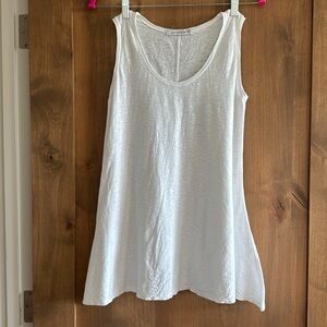 Cut Loose White Sleeveless Tunic Tank Top Womens XS Slub Cotton Lagenlook beach
